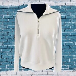 SPANX AirEssentials Half-Zip Top Sweatshirt Lightweight Breathable L White Large
